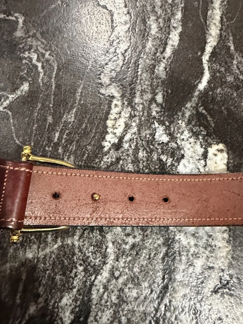 Orvis Brown English Bridle Leather Belt with Brass Spur Buckle